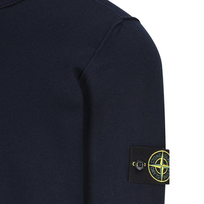 Stone Island SS26 Navy Blue Soft Organic Cotton Knit Jumper