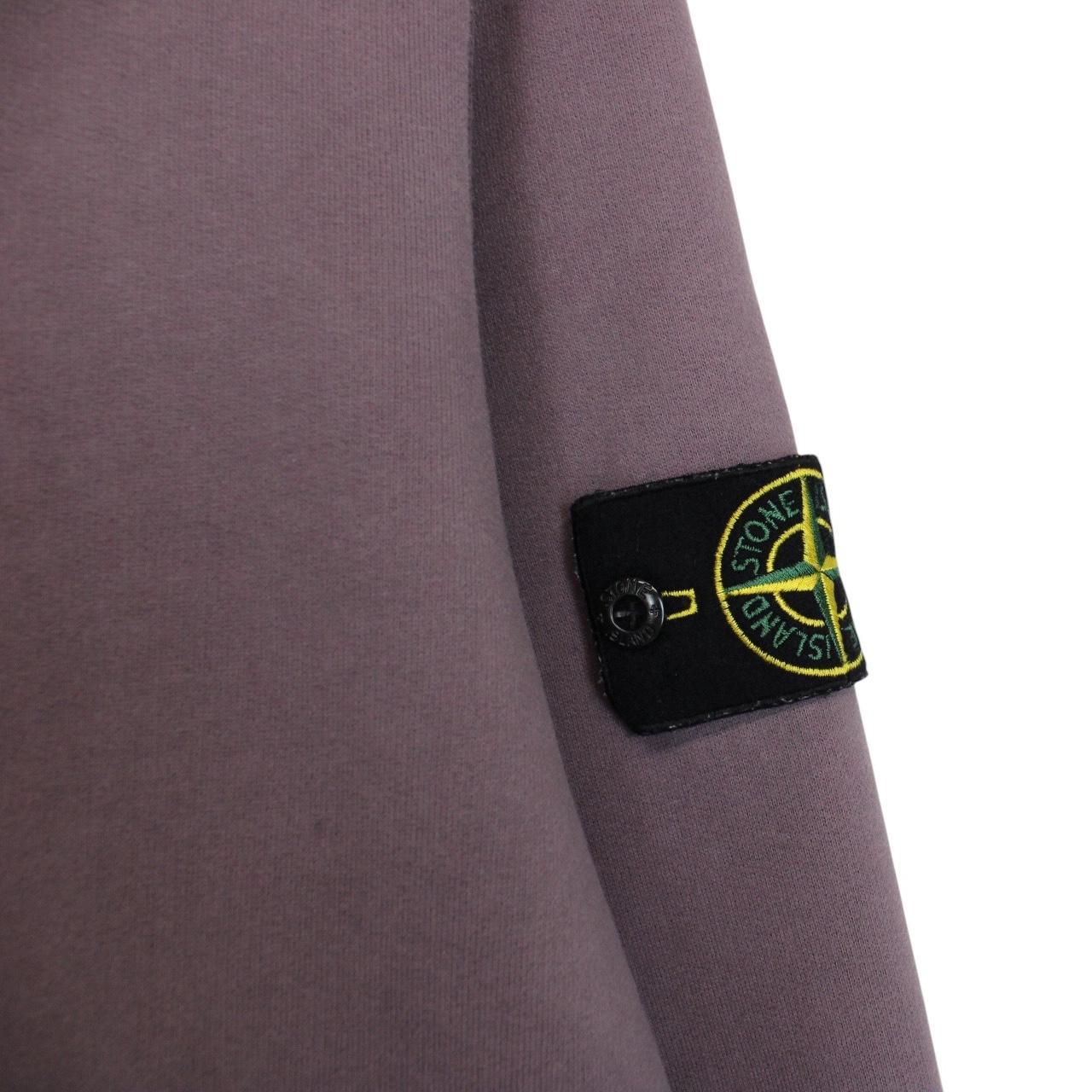 Stone Island mauve pink cotton sweatshirt with iconic compass logo patch.