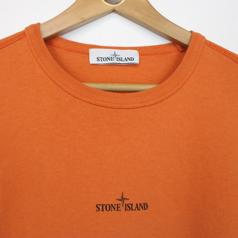 Stone Island AW 2019 Orange Short Sleeve Logo Print Cotton T-Shirt