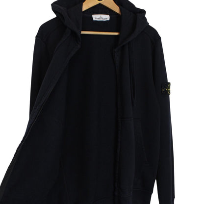 Stone Island SS 2019 Navy Blue Full Zip Cotton Hoodie Jumper