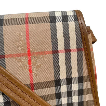 Burberry Tan and Brown Nova Check Leather and Canvas Satchel Shoulder Bag