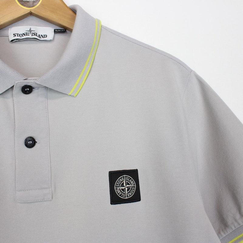 Stone Island Grey Short Sleeve Compass Cotton Polo Shirt