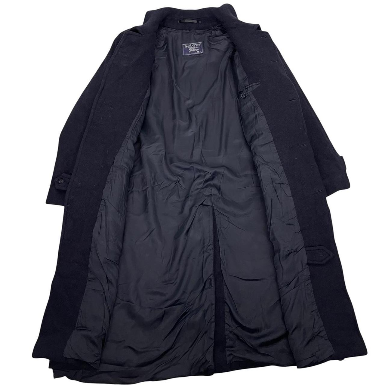 Vintage 90s Burberry Navy Blue Wool Overcoat