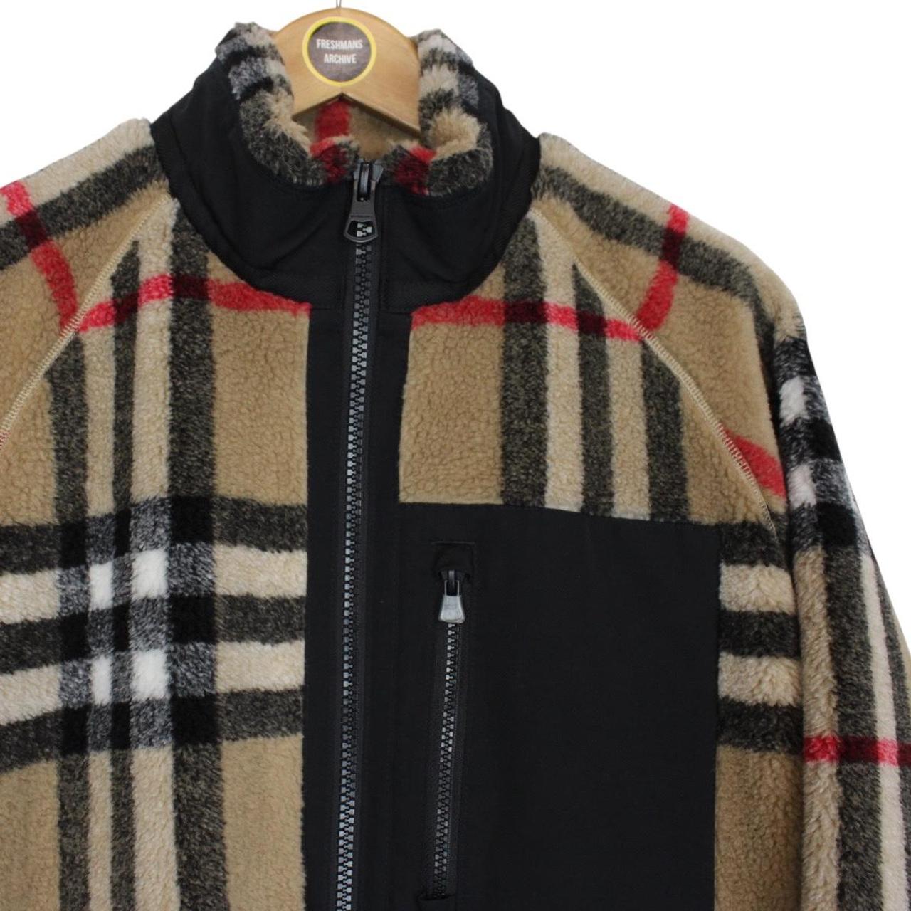 Burberry Tan Brown Nova Check Norton Wool Mix Fleece Jacket