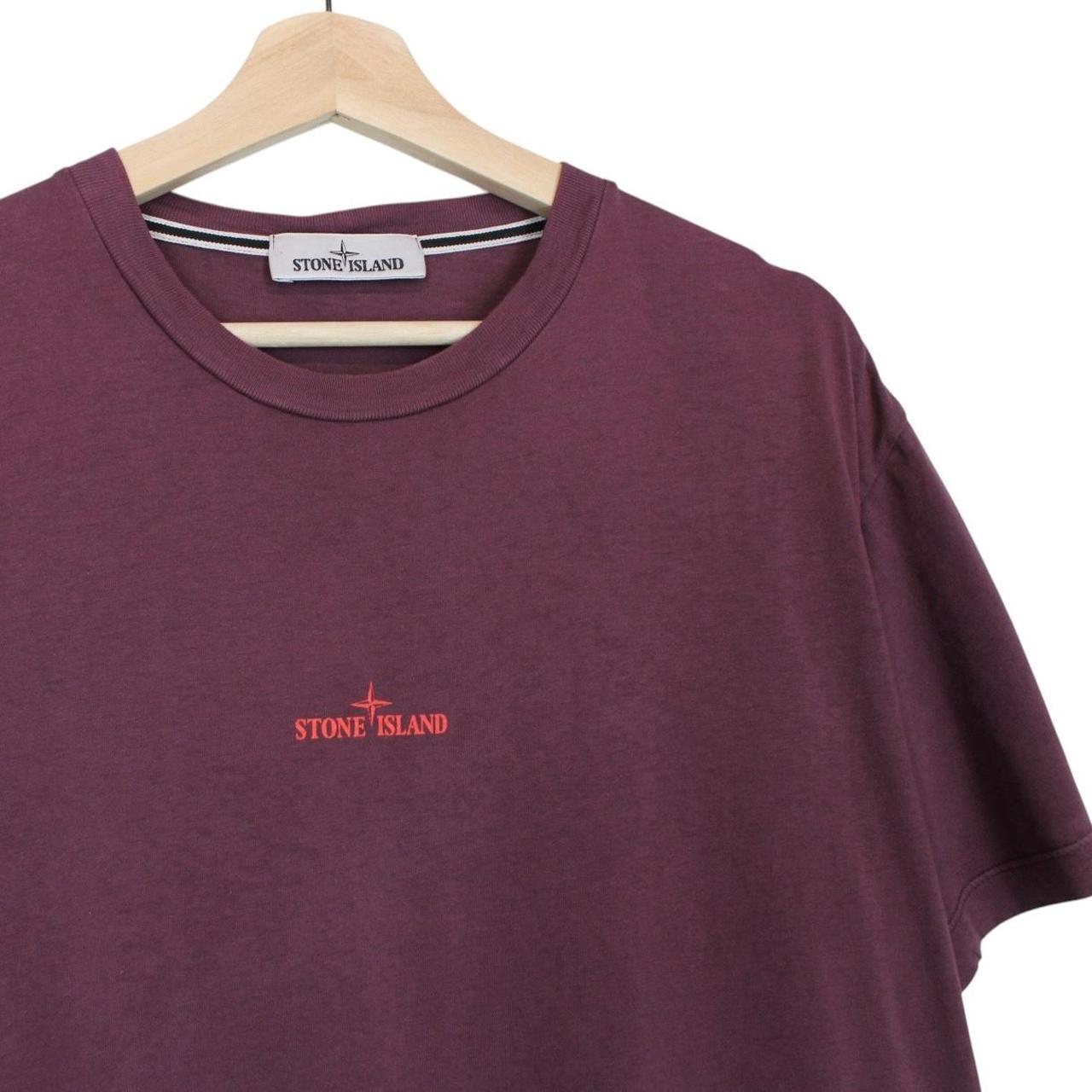Stone Island SS 2022 Burgundy Short Sleeve Cotton Split Logo T-Shirt