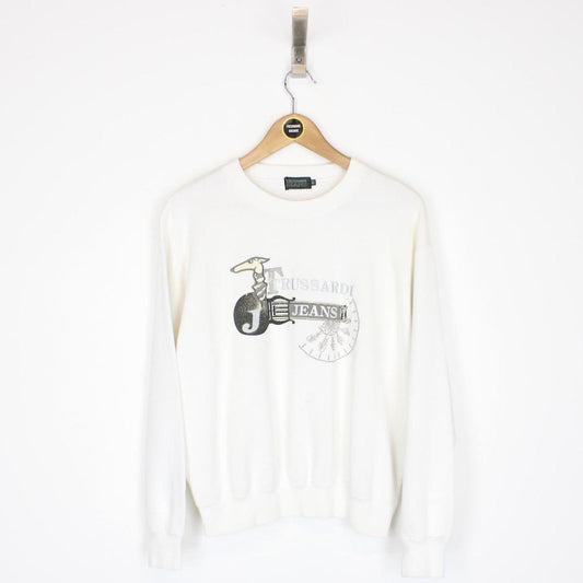 Vintage 90s Trussardi Jeans White Sweatshirt Jumper