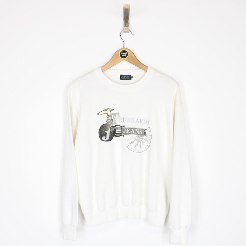 Vintage 90s Trussardi Jeans White Sweatshirt Jumper