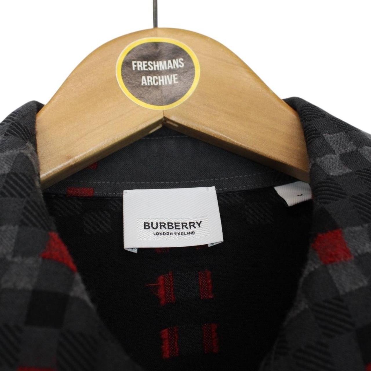 Burberry Dark Grey Pixel Check Wool Blend Full Zip Overshirt