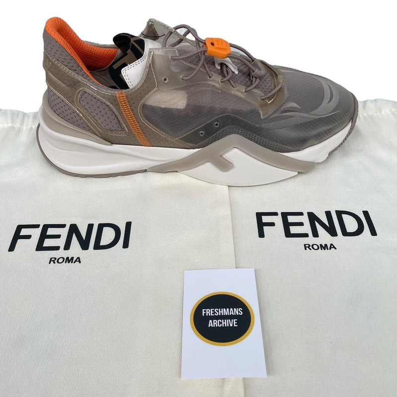 Fendi Flow Beige and Cream Rubber and Leather Trainers