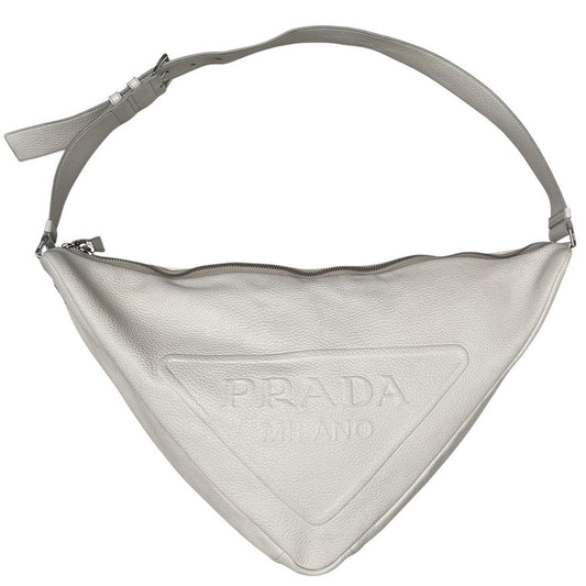 Prada Cream Saffiano Leather Large Triangle Shoulder Bag