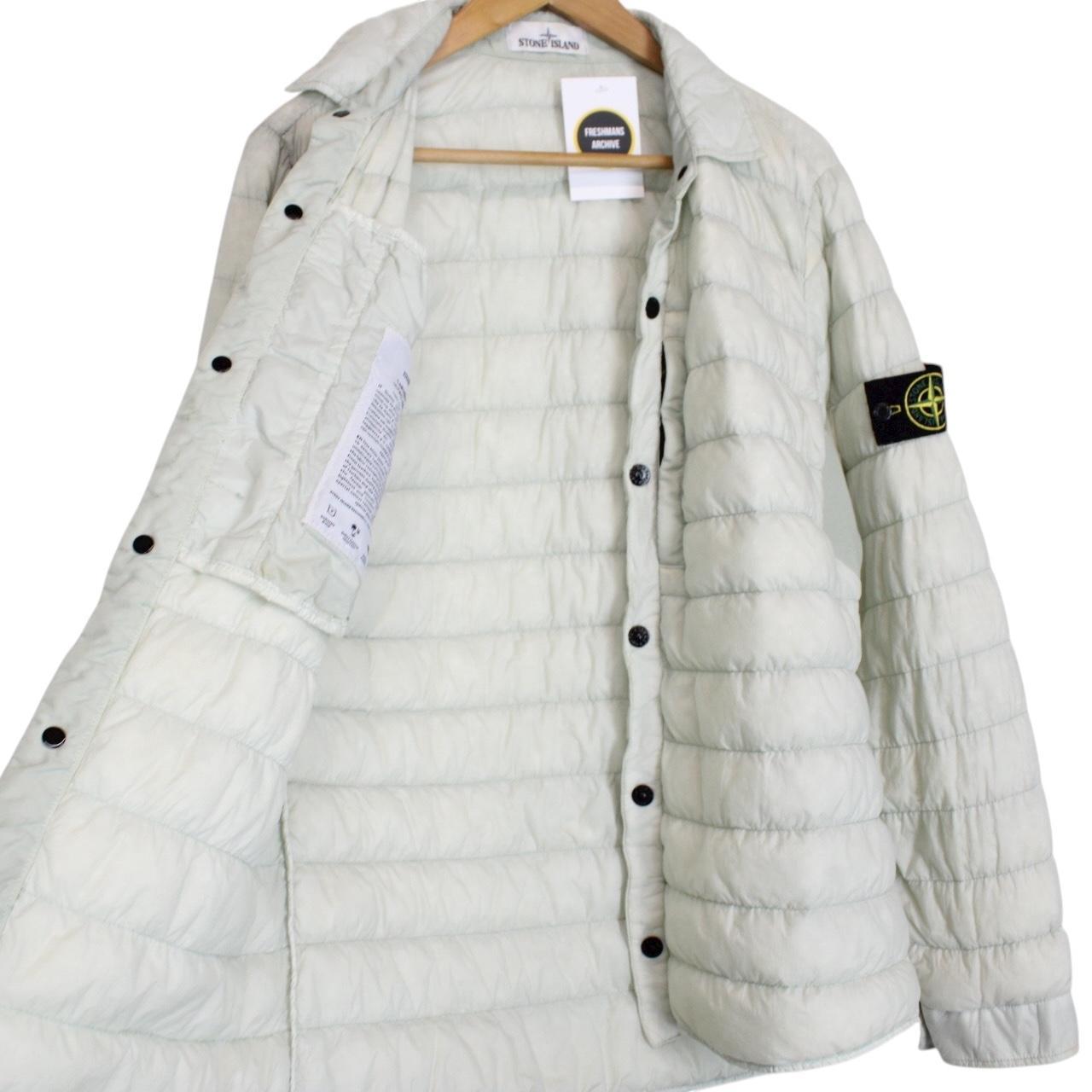 Stone Island AW 2017 Pale Green Garment Dyed Micro Yarn Down Overshirt Jacket