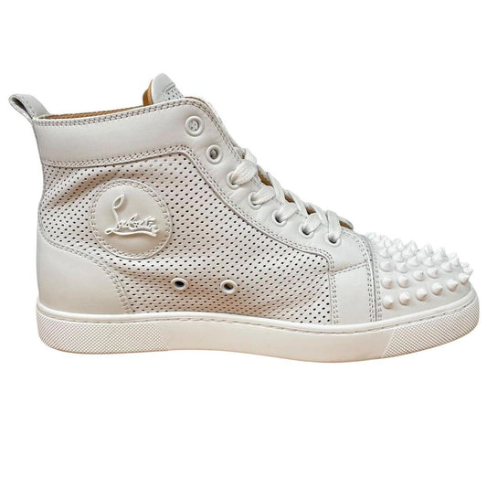 Christian Louboutin White Louis Flat Calf Leather Spikes Trainers