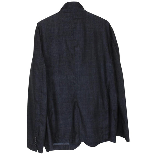 CP Company navy blue jacket garment dyed wool with logo details and gum finish.