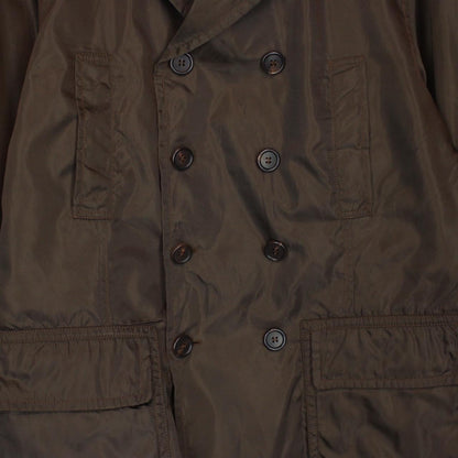 Prada Brown Nylon Double Breasted Trench Coat