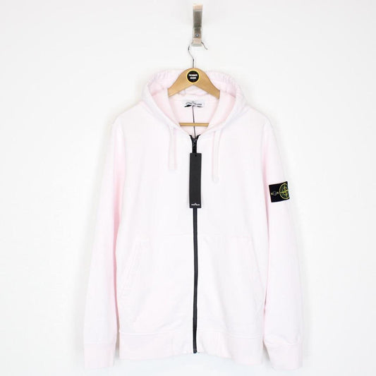 Stone Island SS 2022 Linen White Full Zip Cotton Hoodie Jumper