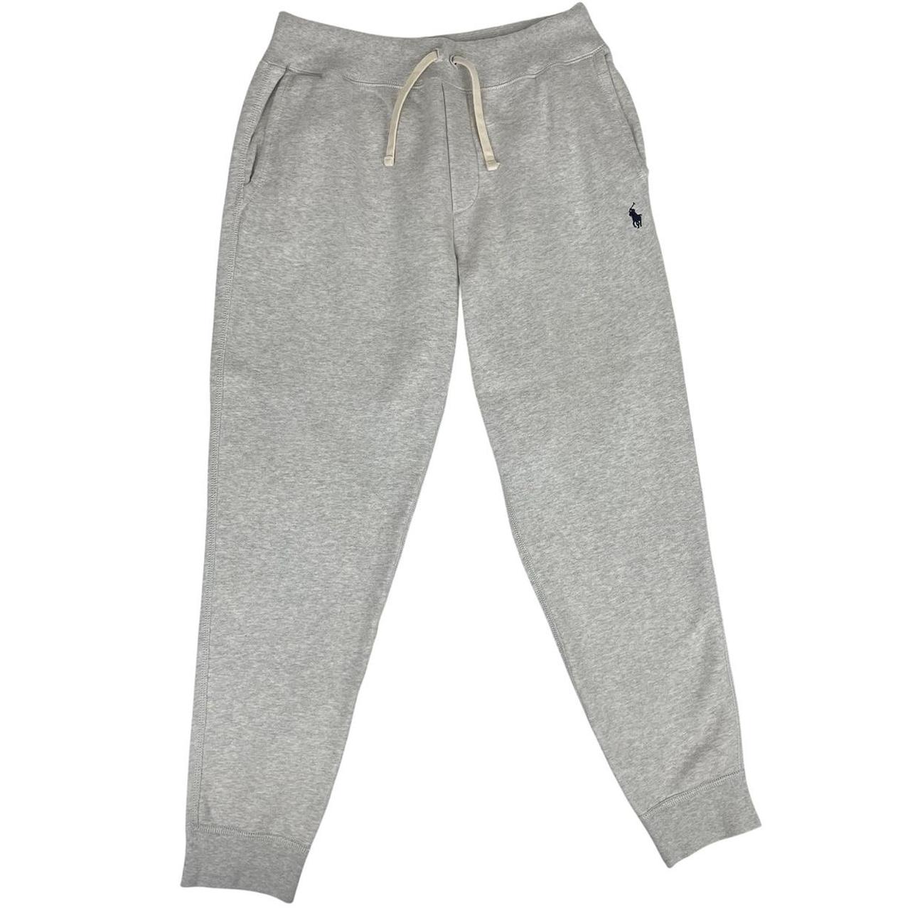 Polo Ralph Lauren grey joggers with embroidered logo and soft cotton material.