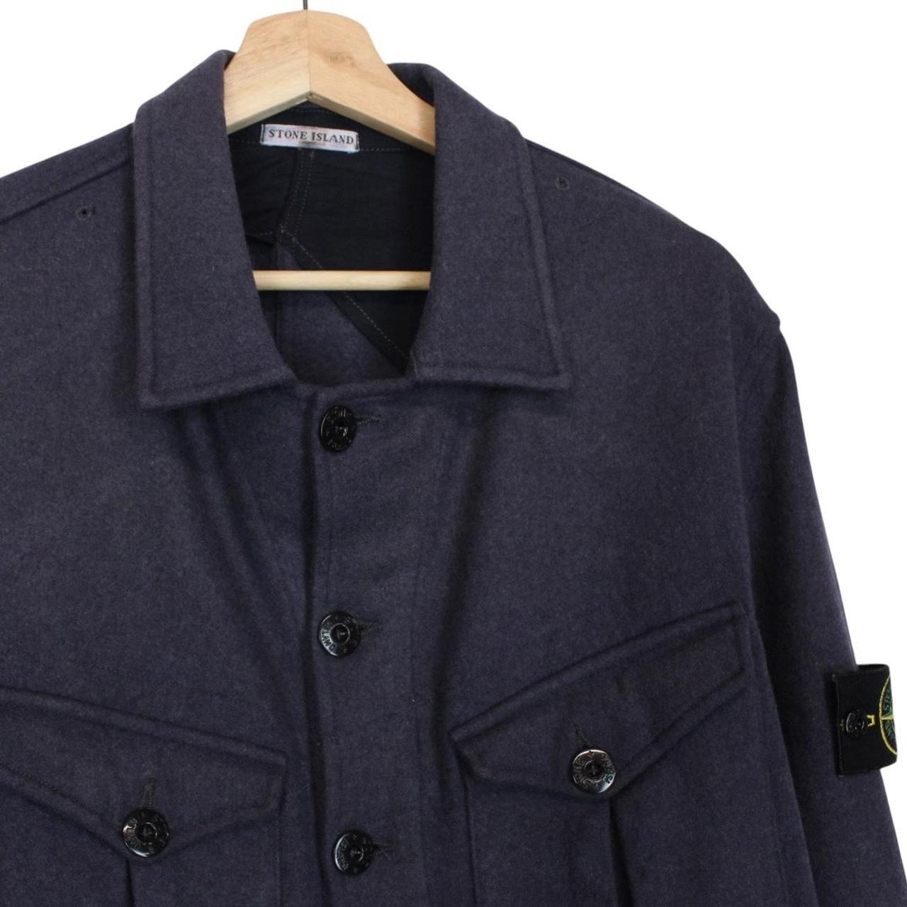 Vintage Stone Island AW 2006 Navy Blue Wool Knit Overshirt Jacket