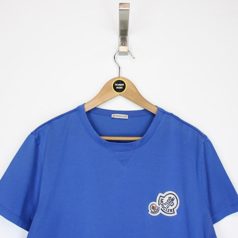 Moncler Maglia Blue Double Logo Short Sleeve T-Shirt