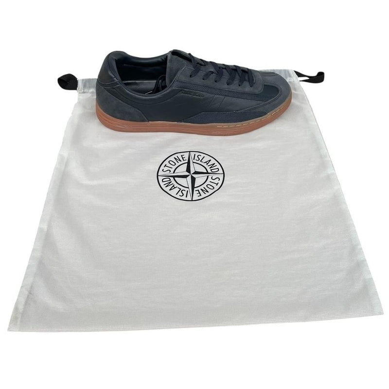 Stone Island AW 2022 Navy Blue Suede Trimmed Low Top Trainers