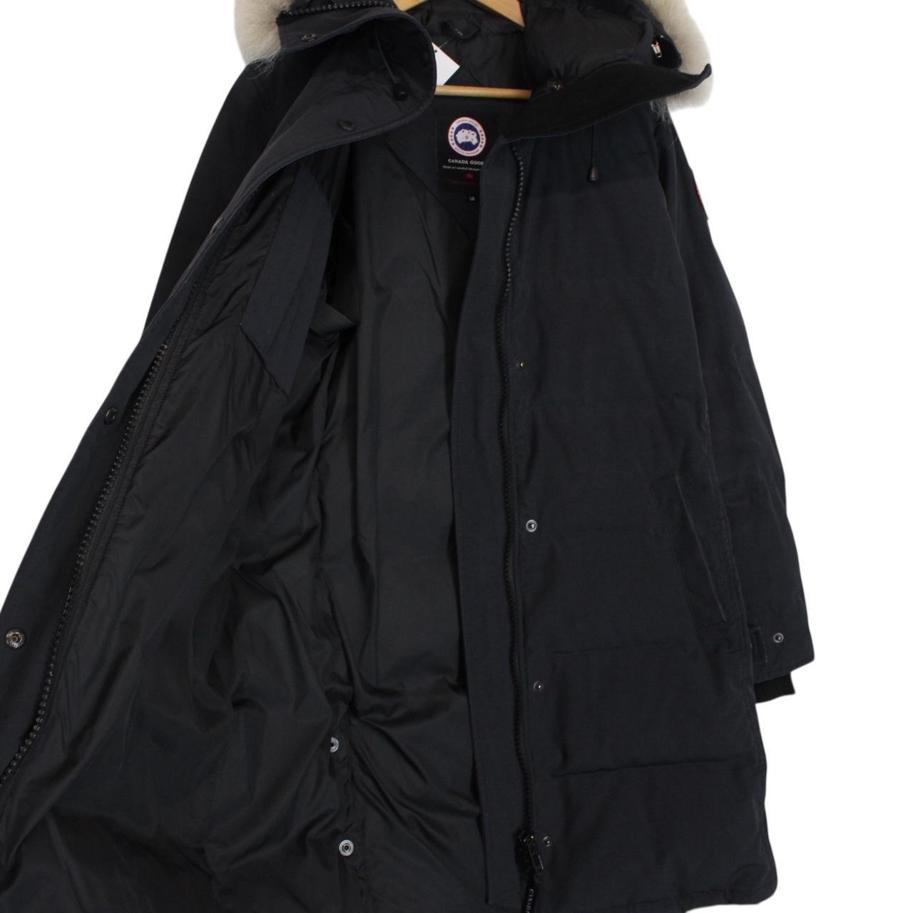 Canada Goose Navy Blue Shelburne Parka Down Coat with Fur Trim