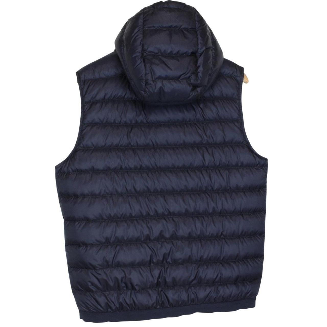 Moncler Laruns Navy Blue and White Hooded Down Gilet / Bodywarmer