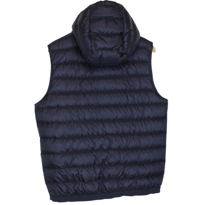 Moncler Laruns Navy Blue and White Hooded Down Gilet / Bodywarmer