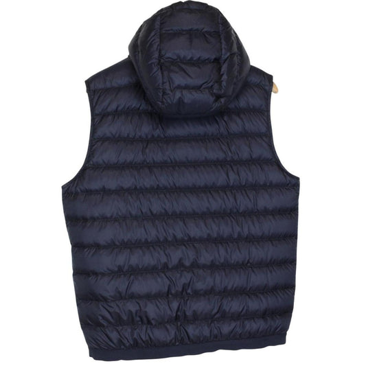 Moncler Laruns Navy Blue and White Hooded Down Gilet / Bodywarmer