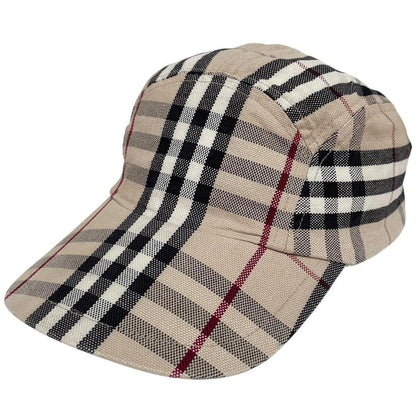 Vintage Burberry London Beige Nova Check 5 Panel Baseball Cap