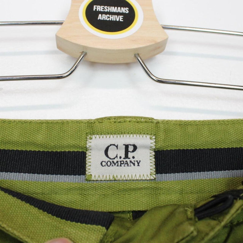 CP Company Green Cotton Lens Cargo Shorts