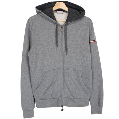 Moncler Maglia Grey Full Zip Logo Cotton Hoodie Jumper