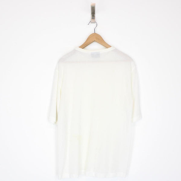 Vintage 90s Versace Classic Cream Woven Knit Short Sleeve T-Shirt