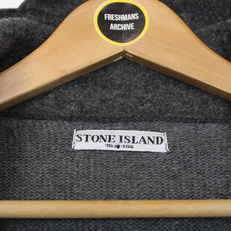 Vintage Stone Island AW 2009 Grey Wool Knit Full Zip Hoodie