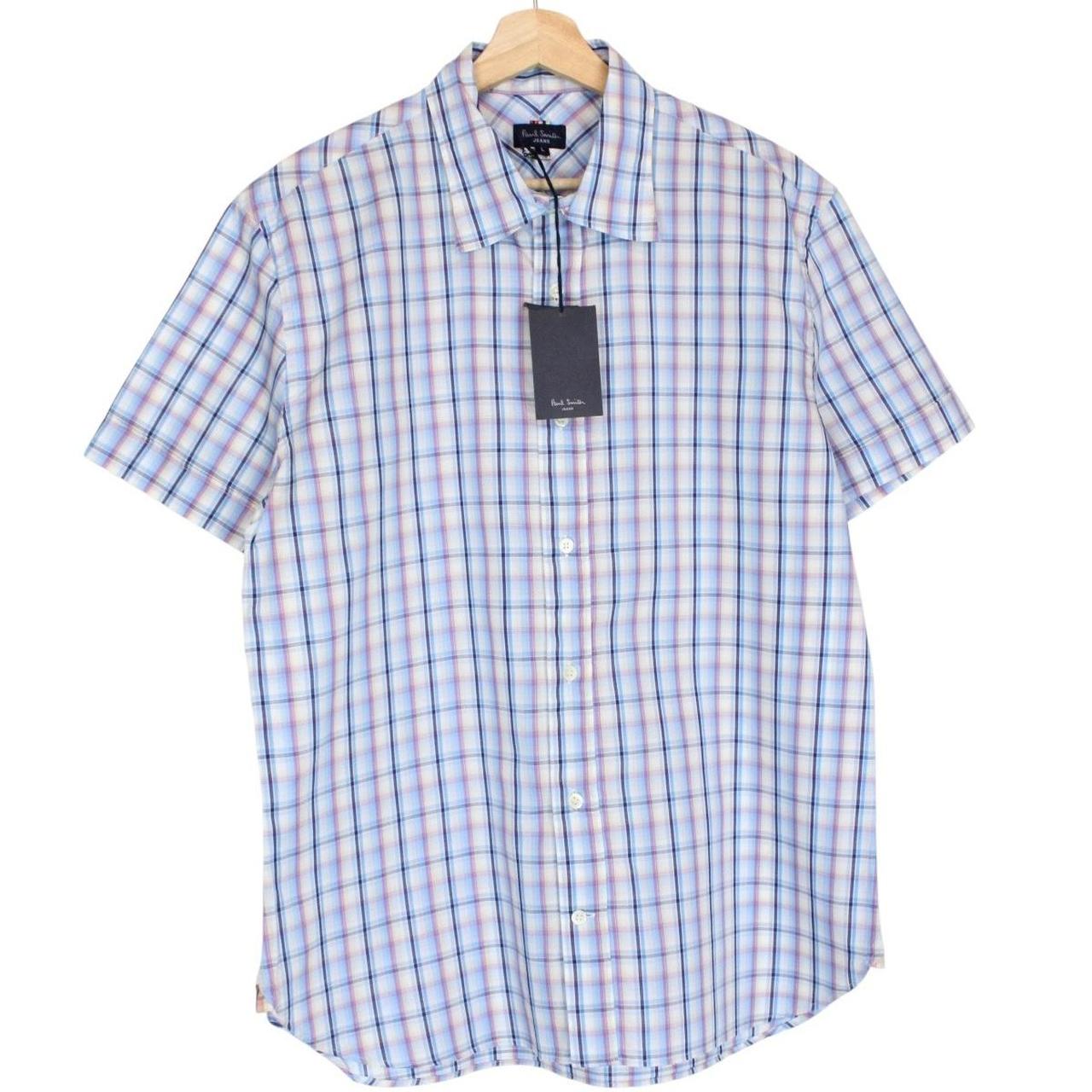 Paul Smith multicoloured check short sleeve cotton shirt with brand logo and vibrant patterns.