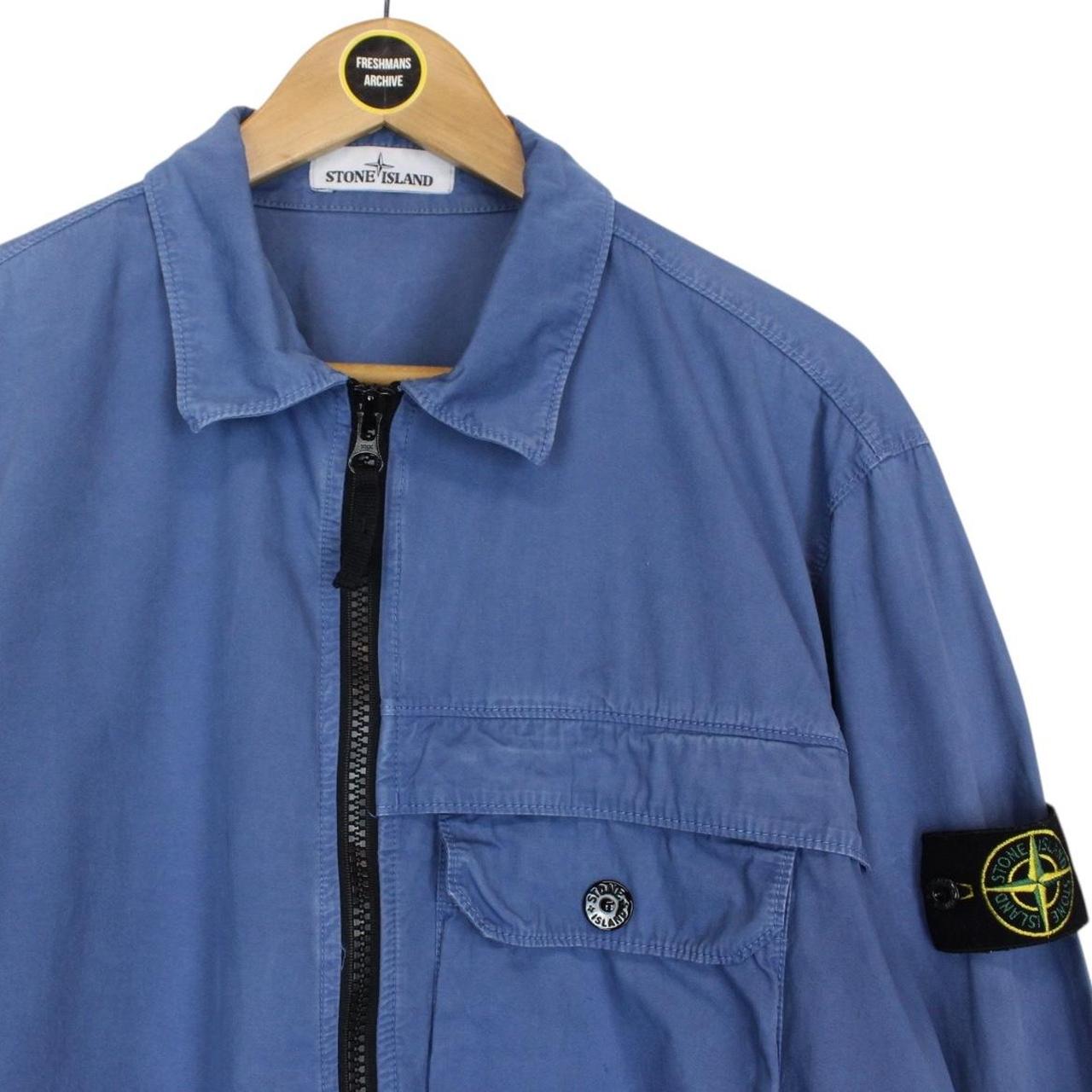Stone Island AW 2020 Blue Full Zip Cotton Overshirt Jacket