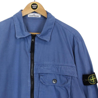 Stone Island AW 2020 Blue Full Zip Cotton Overshirt Jacket