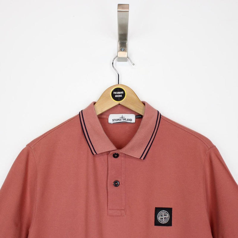 Stone Island Burgundy Short Sleeve Compass Polo Shirt