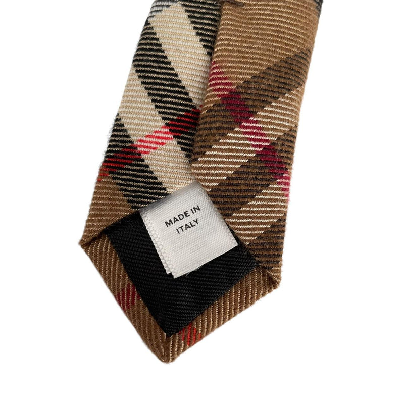Burberry Tan Brown Nova Check Cashmere and Silk Tie