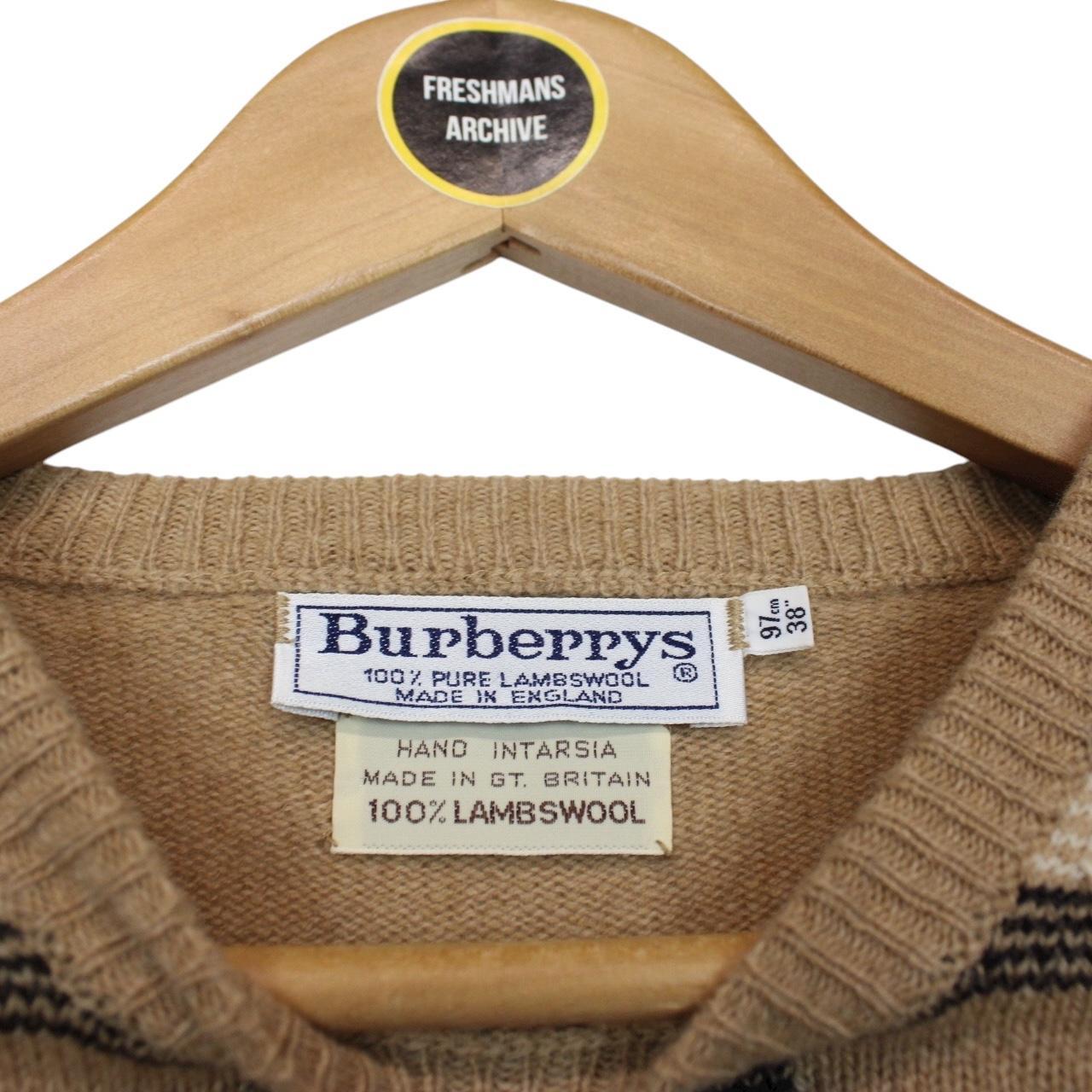 Vintage 80s Burberry Tan Brown Nova Check Lambswool Knit Jumper