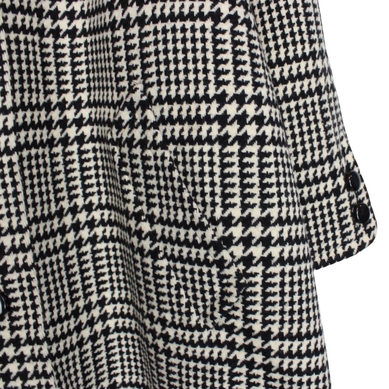 Vintage 90s Aquascutum White and Black Check Virgin Wool Coat