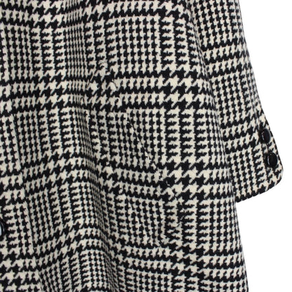 Vintage 90s Aquascutum White and Black Check Virgin Wool Coat