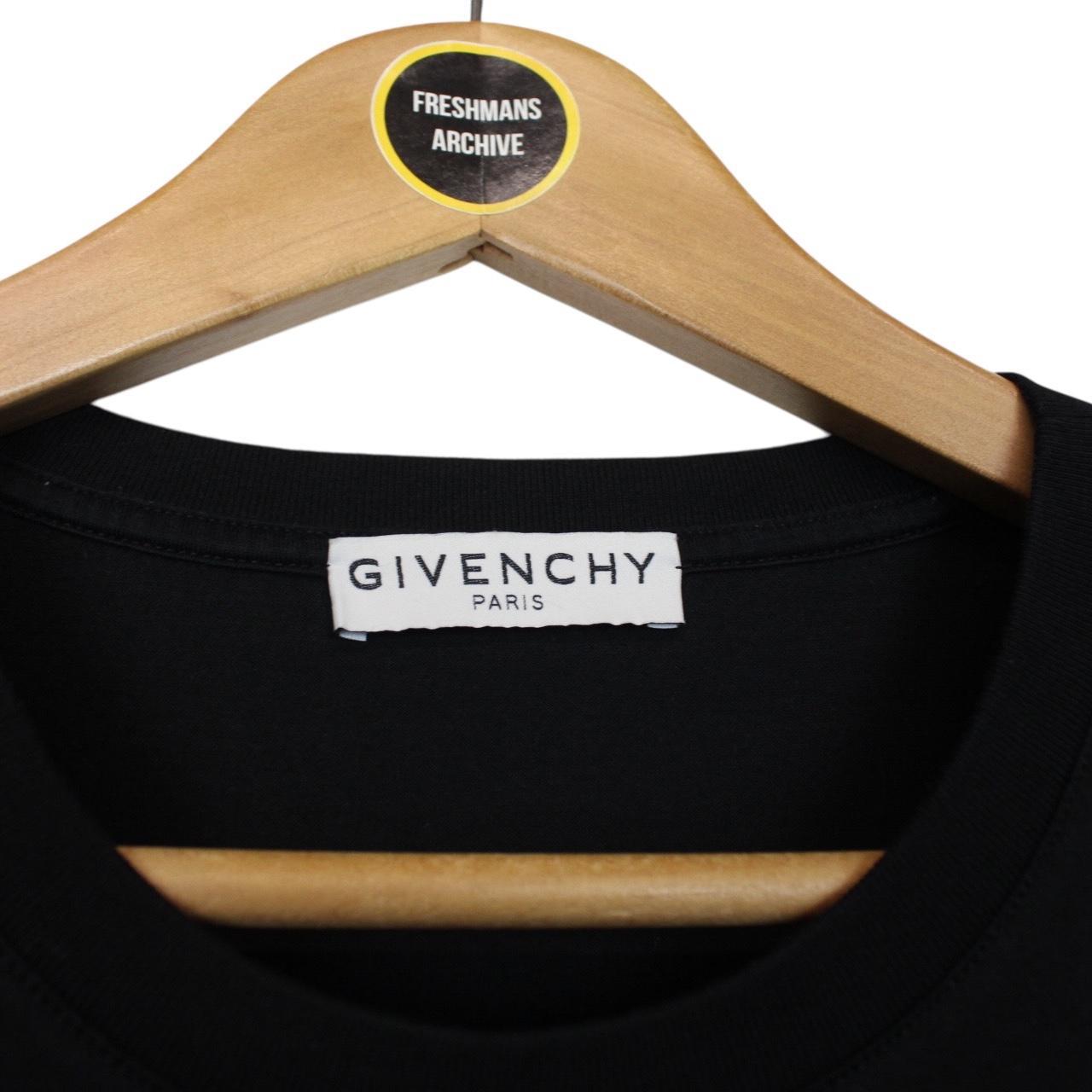 Givenchy Paris Black and Multicoloured Floral Print Short Sleeve Cotton T-Shirt