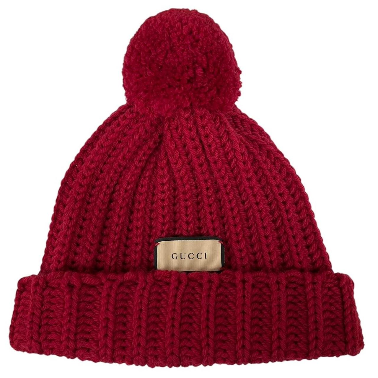 Gucci Burgundy Wool Bobble Hat