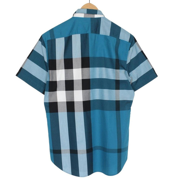 Burberry Brit Petrol Blue Nova Check Short Sleeve Cotton Shirt