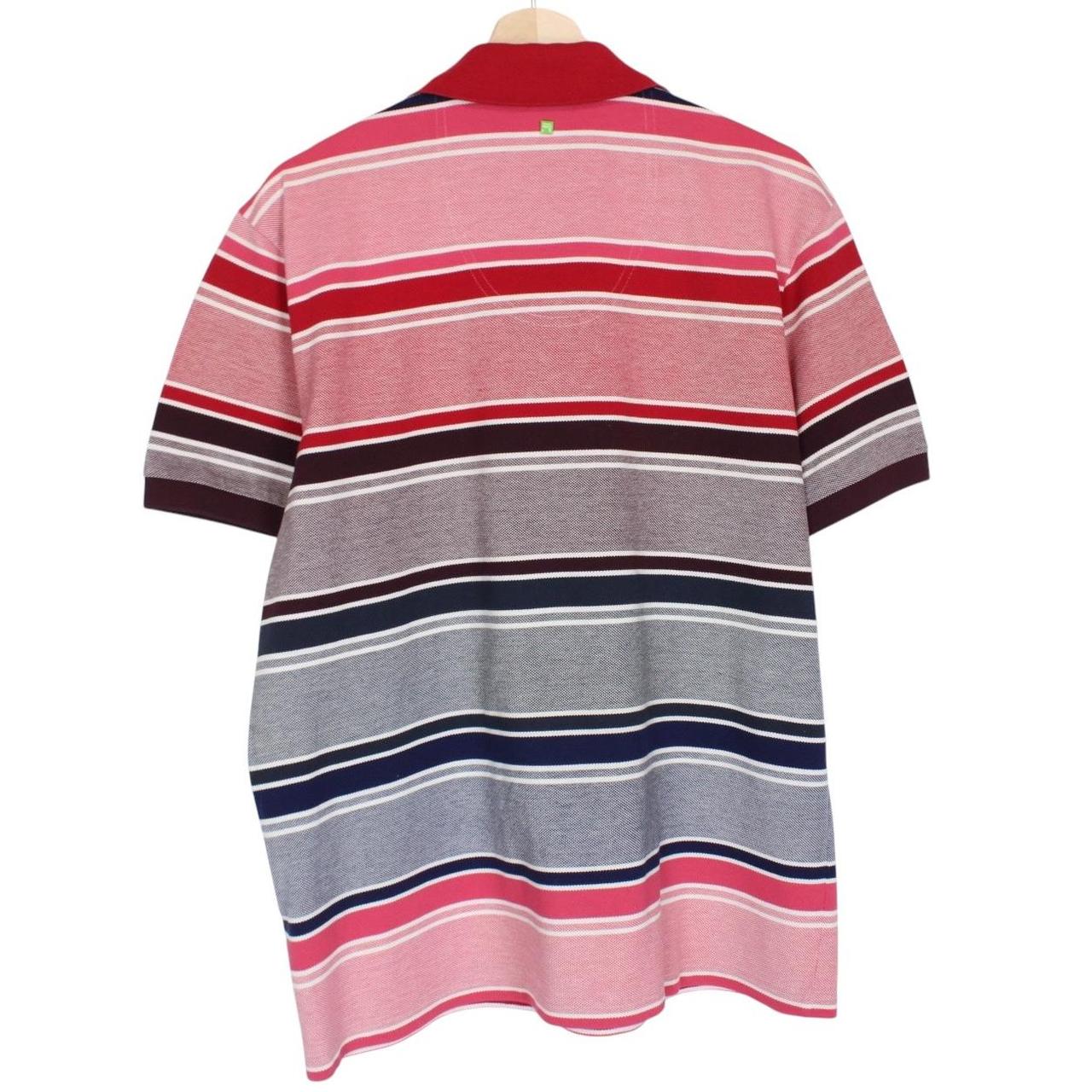 Hugo Boss multicoloured striped short sleeve polo shirt in cotton with logo detail.