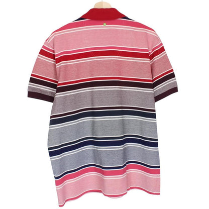 Hugo Boss multicoloured striped short sleeve polo shirt in cotton with logo detail.