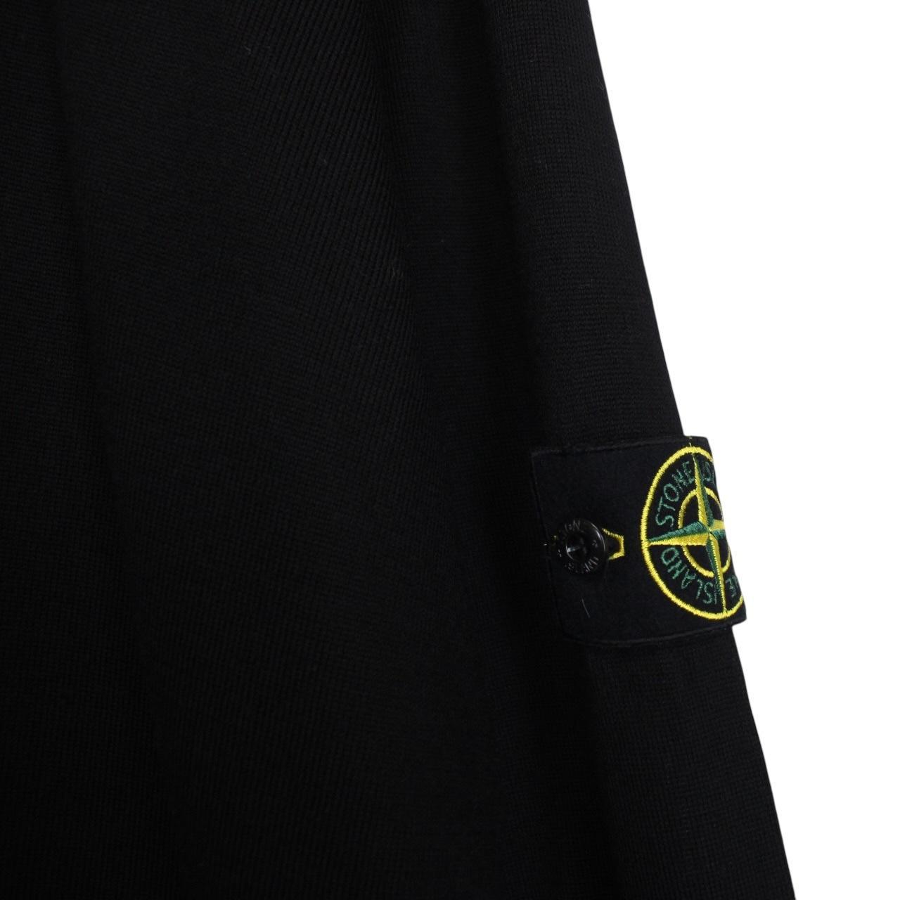 Stone Island AW 2024 Black Virgin Wool Knit Button Up Cardigan
