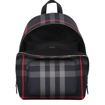 Burberry duffel bag navy blue and black signature Nova Check pattern with logo.
