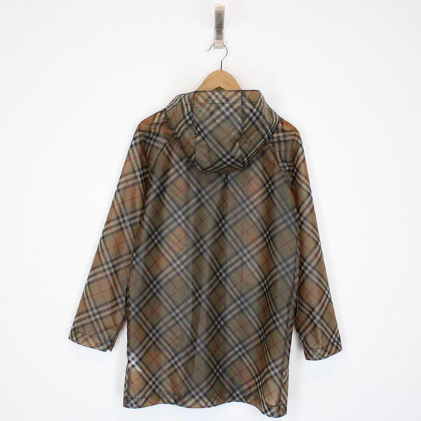 Burberry Emilia Tan Brown Nova Check Hooded Waterproof Parka Coat