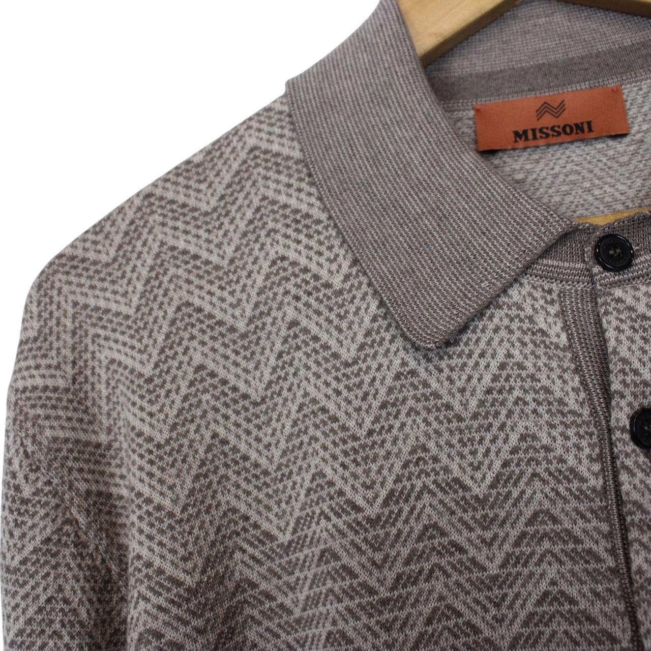 Missoni Multicoloured Wool/Cotton Knit Long Sleeve Polo Shirt Jumper