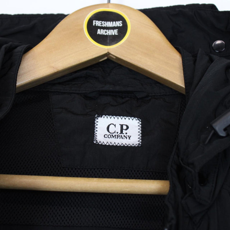 CP Company Black Full Zip Chrome Nylon Garment Dyed Goggle Jacket